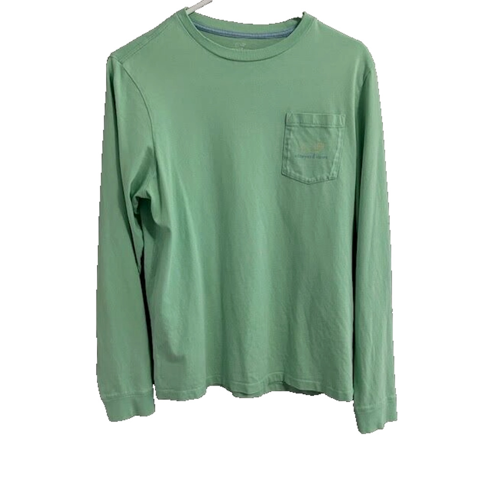 Vineyard Vines Boys XL 18 Mint Long Sleeve Whale Logo Cotton T-Shirt